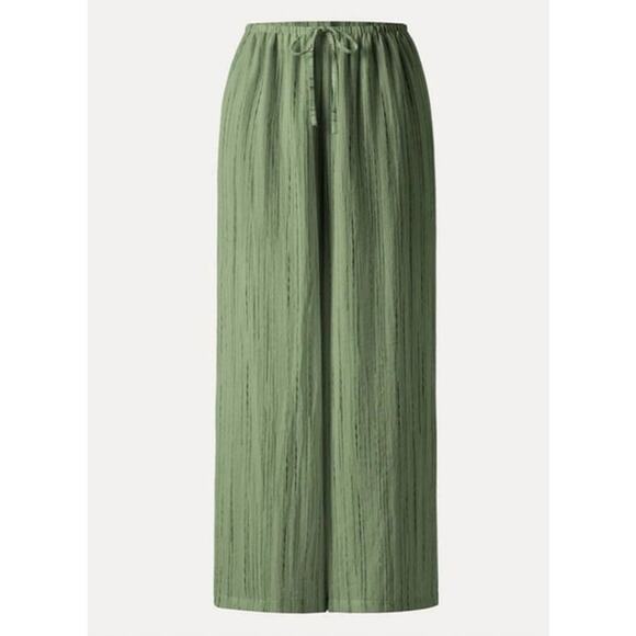 OGL Pants Size L Summer Classic Striped Wide Leg Pant Pockets Sweet Green Stripe - Picture 2 of 9